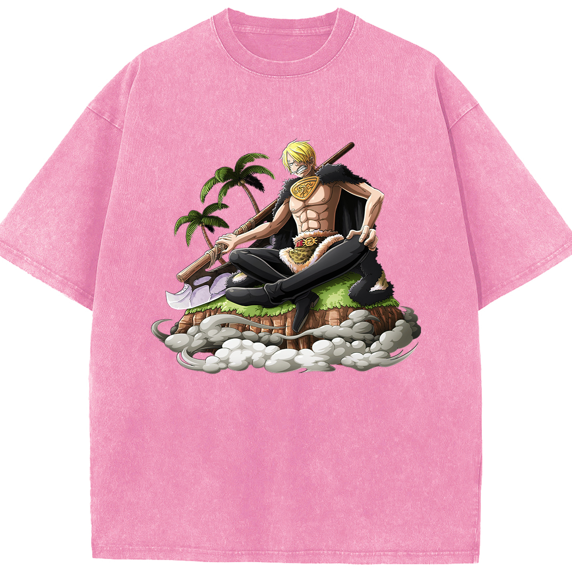 （画像用） ワンピース サンジ ONE PIECE Sanji 綿100% ヴィンテージ風 半袖Tシャツ（フロントプリント）